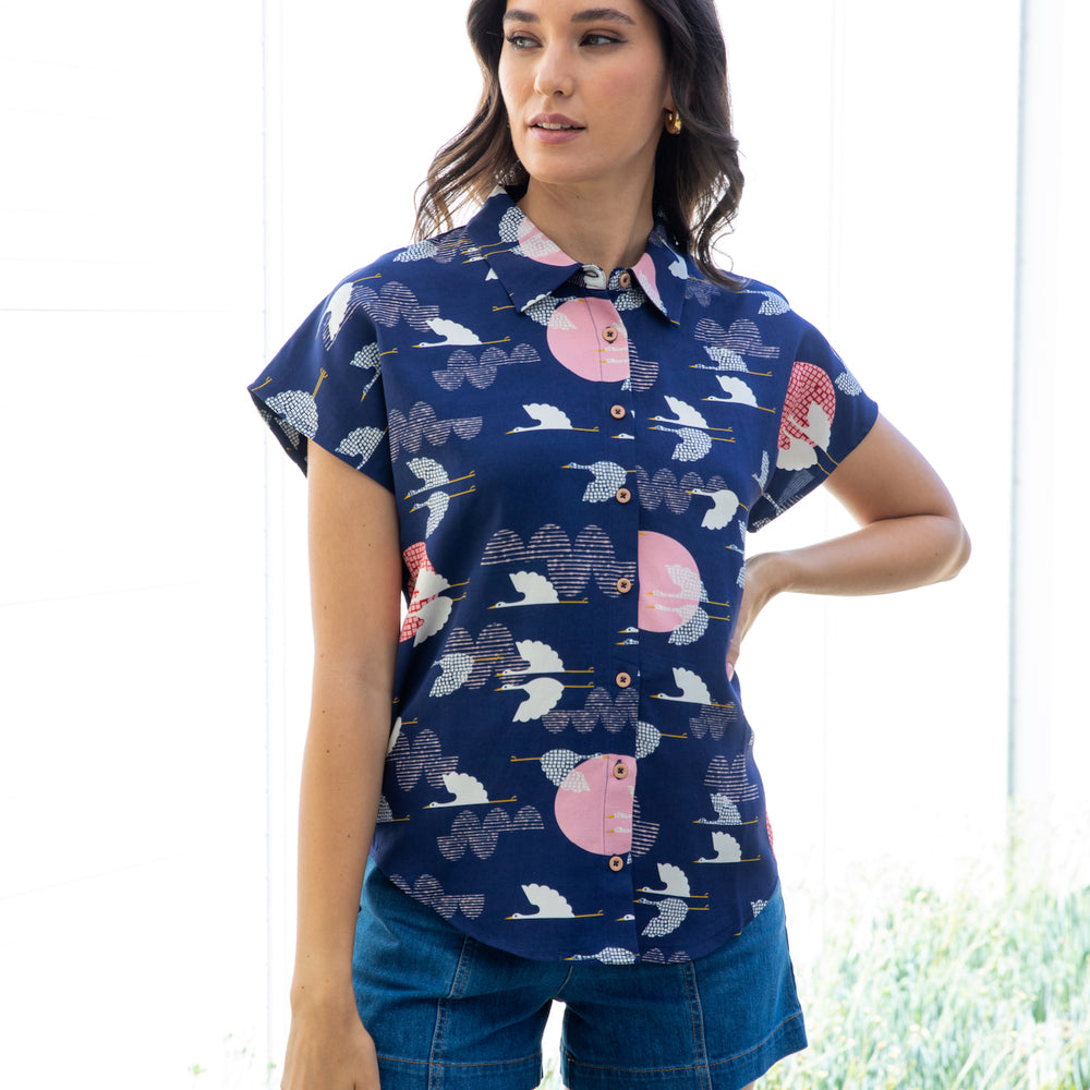 1000 CRANES Capped Sleeve Shirt