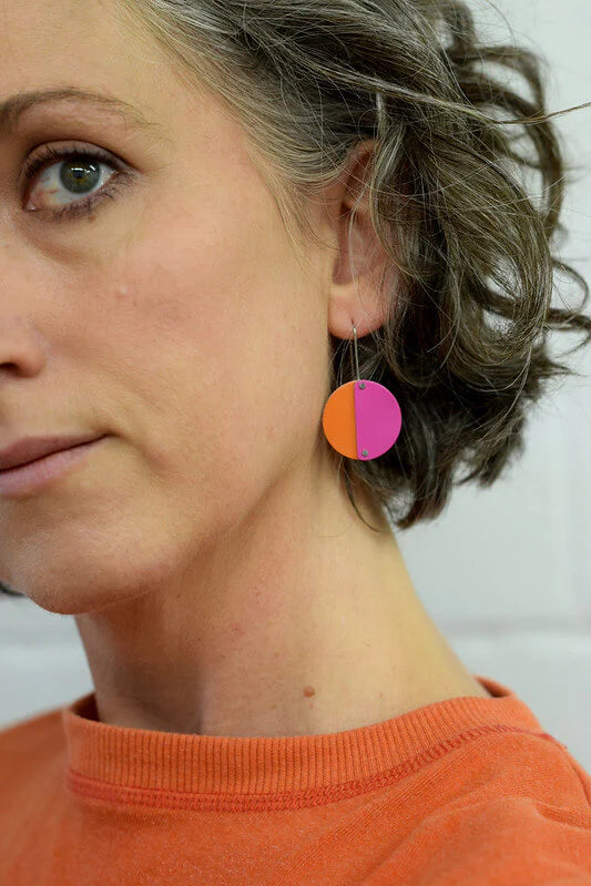 PINK AND ORANGE - Colour Theory  Earrings by Kitty Came Home