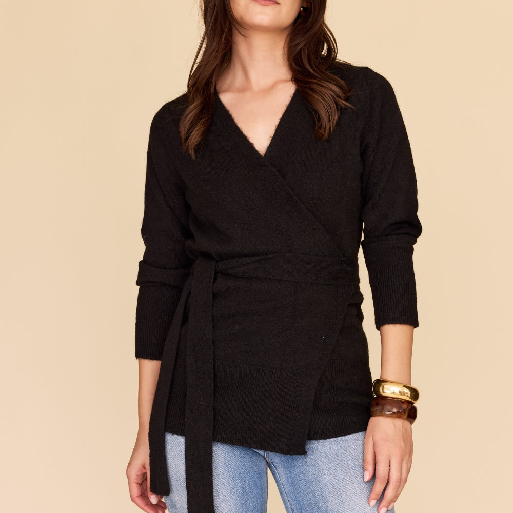 Long Alpaca Wool Wrap Cardigan