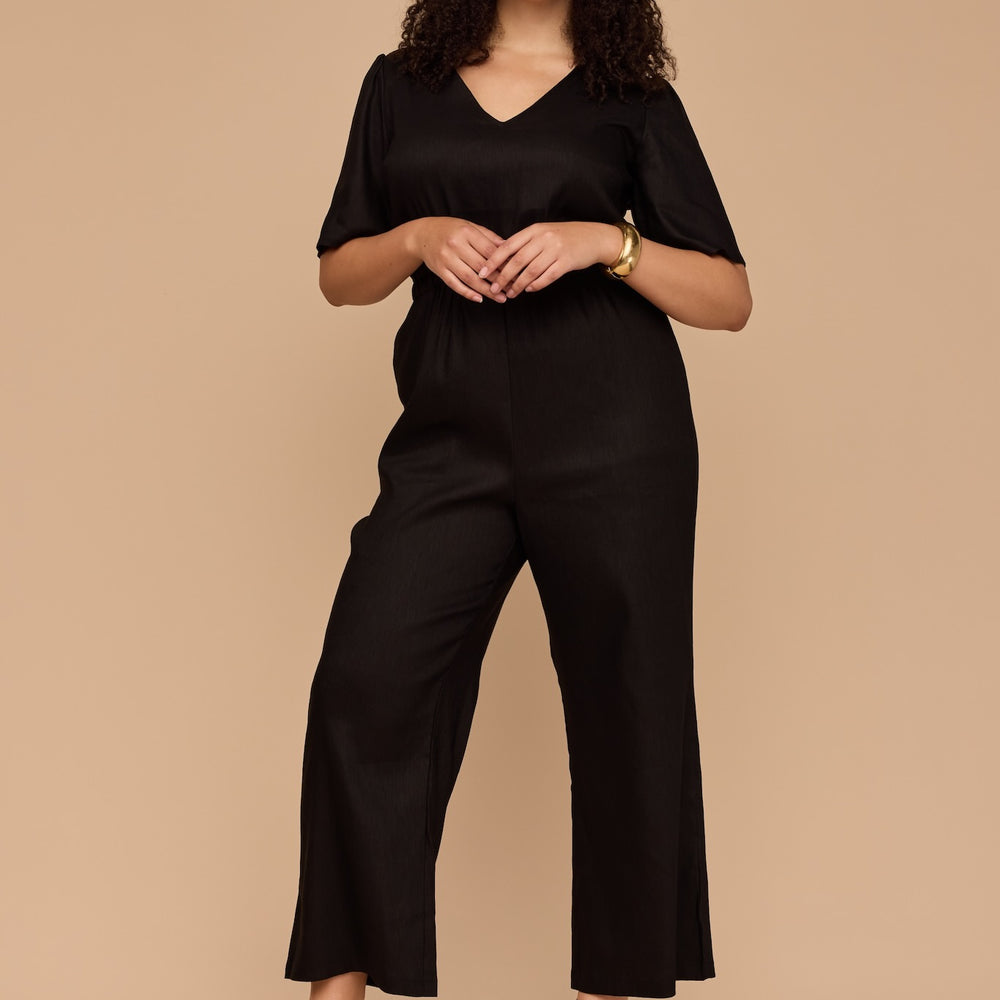 WHOLESALE - BLACK V Neck Sleevie Wonder Jumpsuit