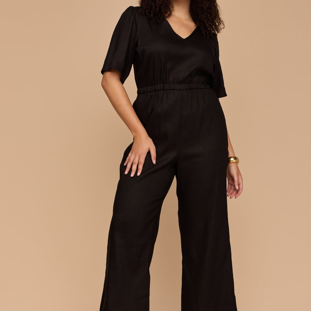 WHOLESALE - BLACK V Neck Sleevie Wonder Jumpsuit