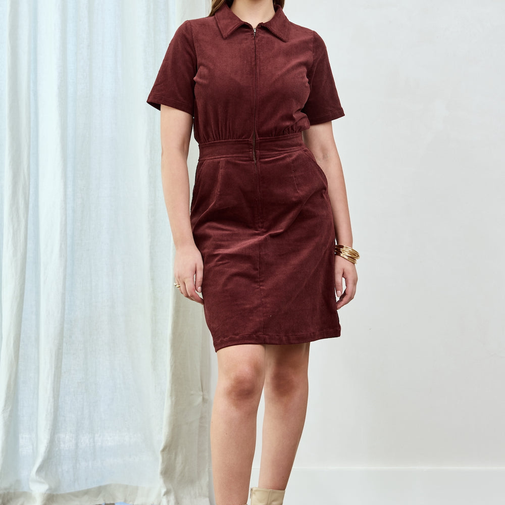 
                      
                        BURGUNDY Cord Zip It Good Dress
                      
                    