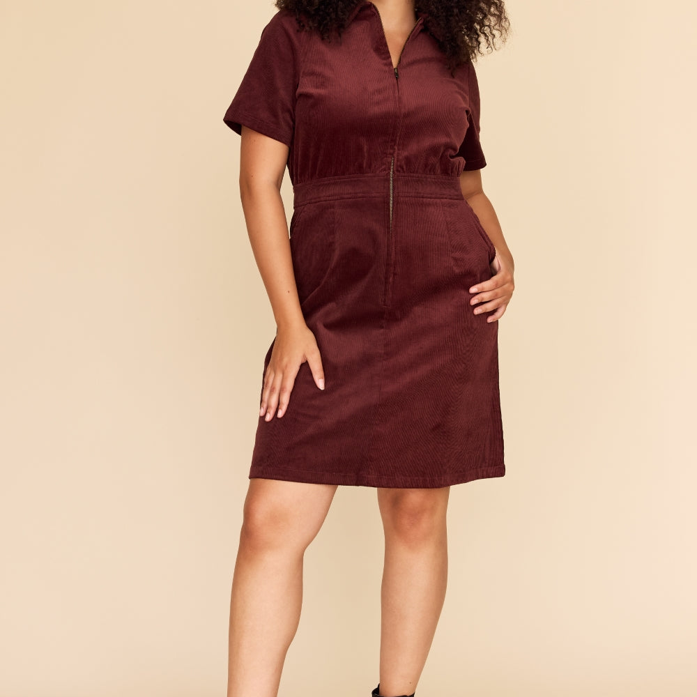 
                      
                        BURGUNDY Cord Zip It Good Dress
                      
                    