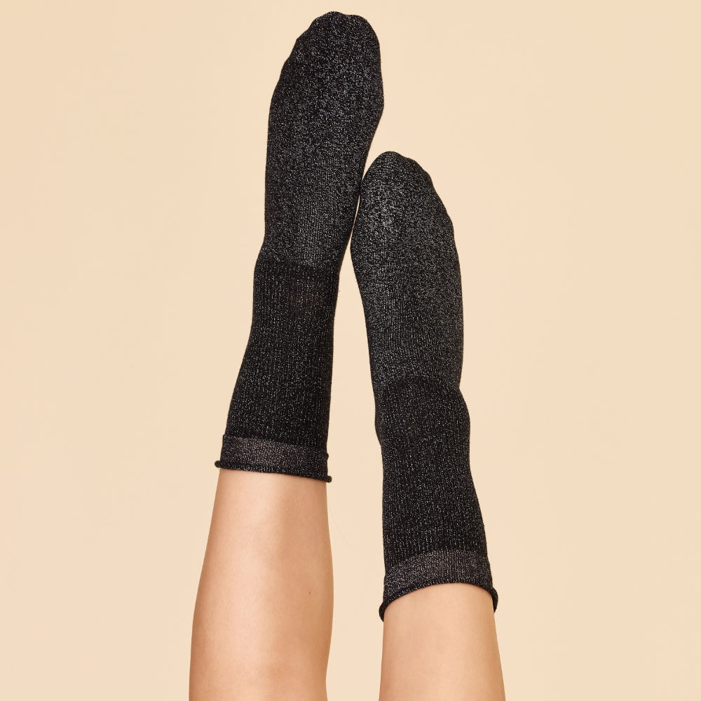 Black silver sparkly lurex socks