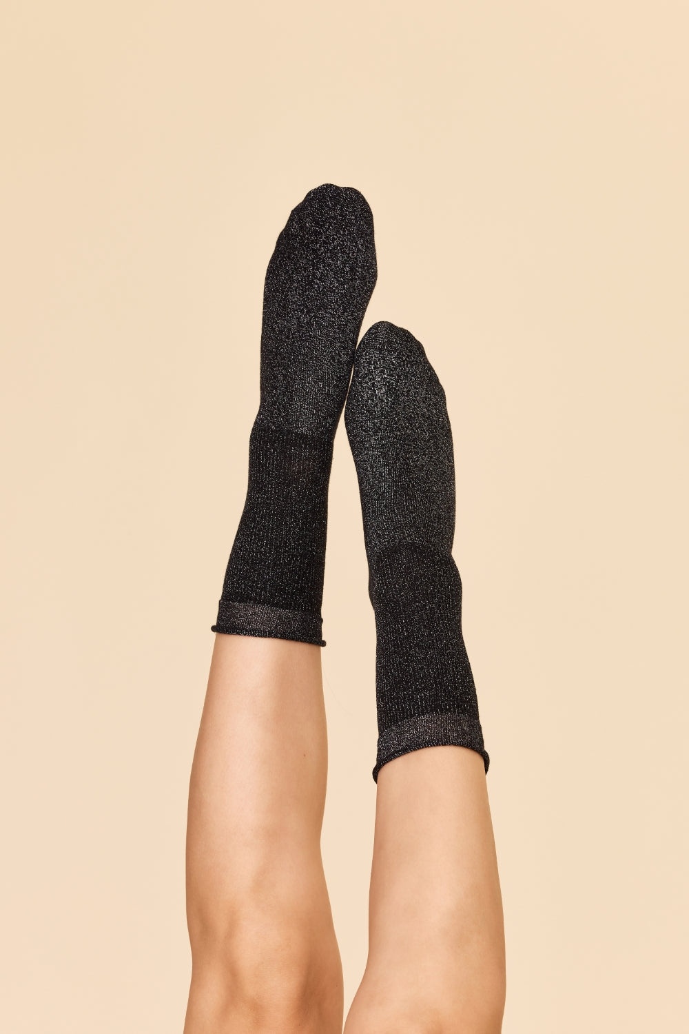 Black silver sparkly lurex socks