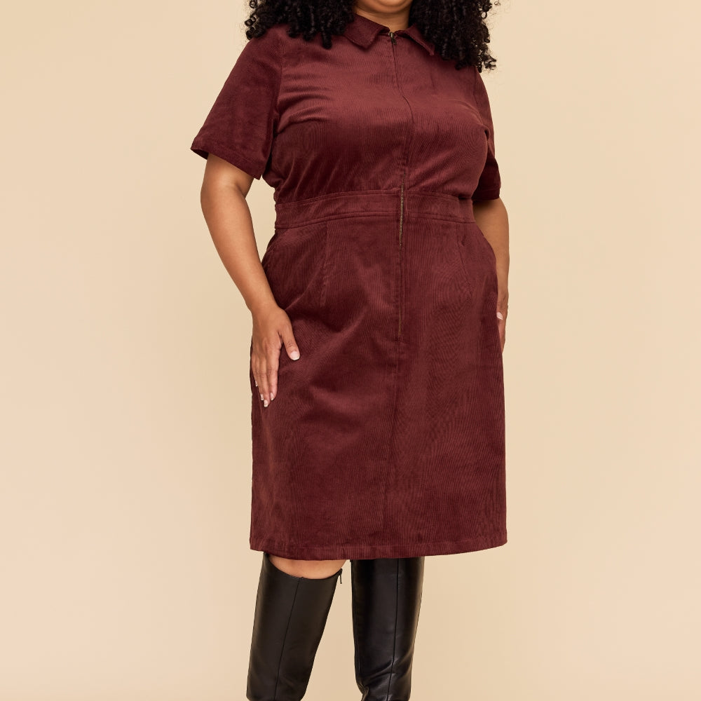 
                      
                        BURGUNDY Cord Zip It Good Dress
                      
                    