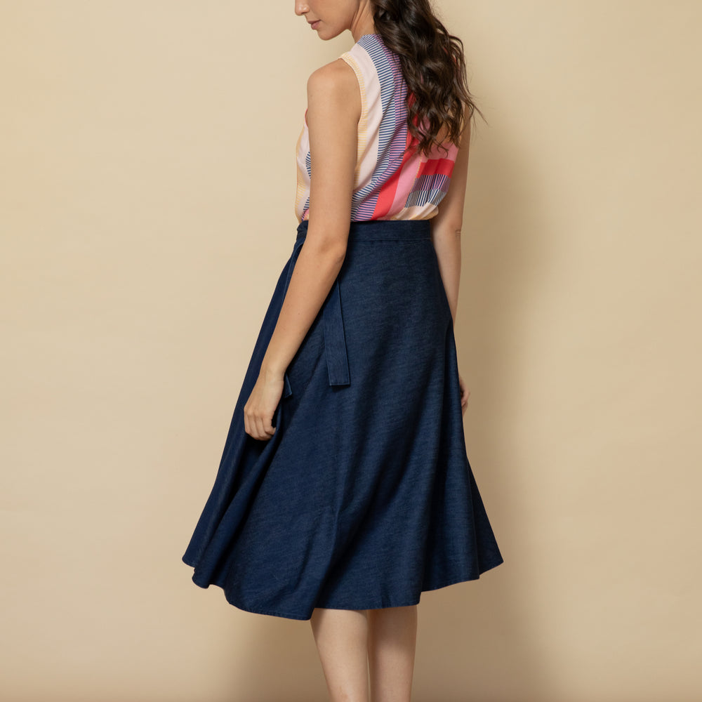 
                      
                        DENIM CHAMBRAY Wrap Skirt
                      
                    