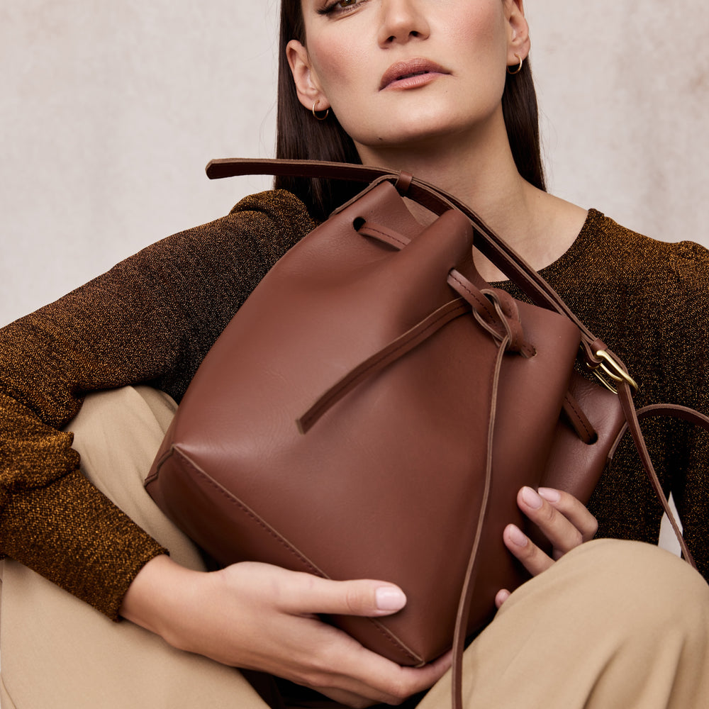 
                      
                        BUCKET LIST Bag by Byrd Studio - Chestnut Brown Leather
                      
                    