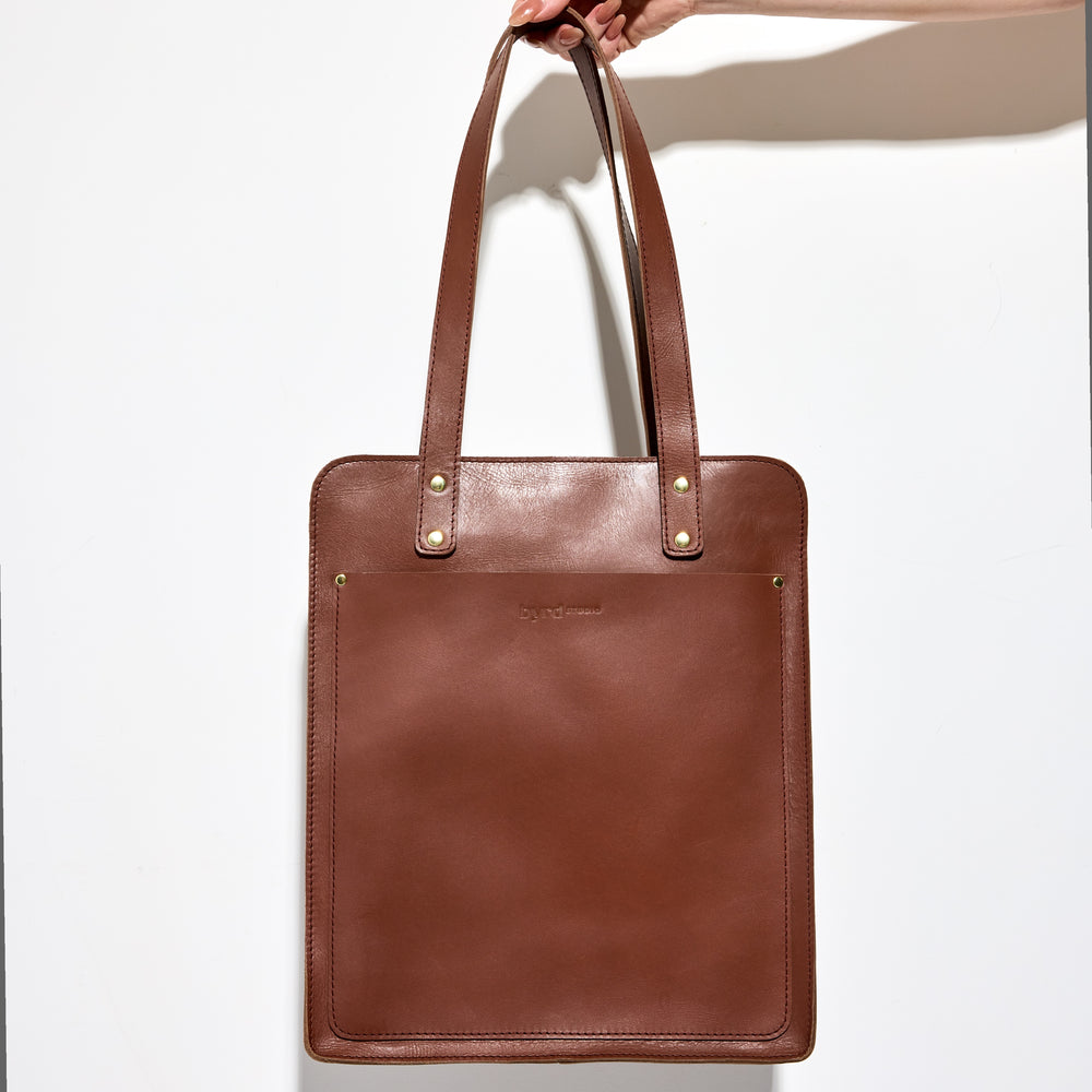 LET ME WORK IT Tote Bag by Byrd Studio - Chestnut Brown Leather