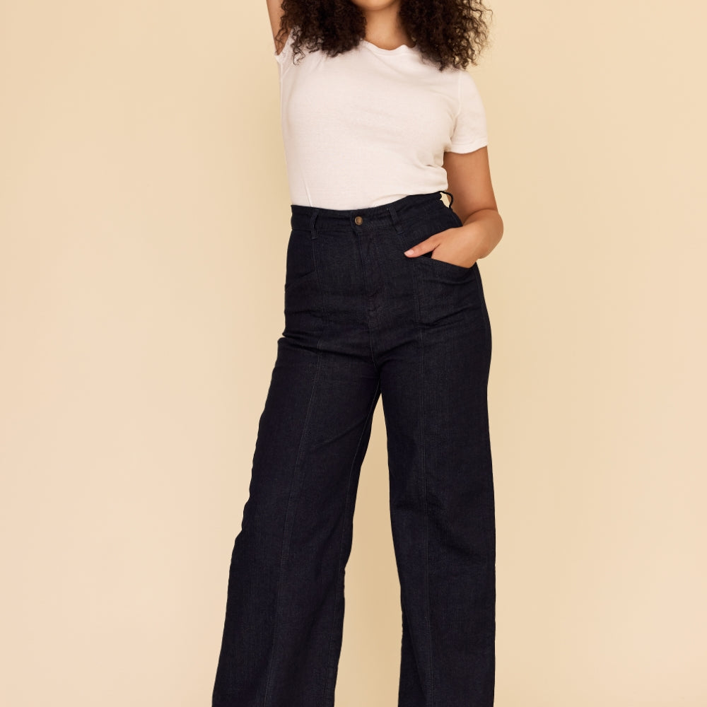 
                      
                        DARK INDIGO Denim High Waisted Jeans
                      
                    