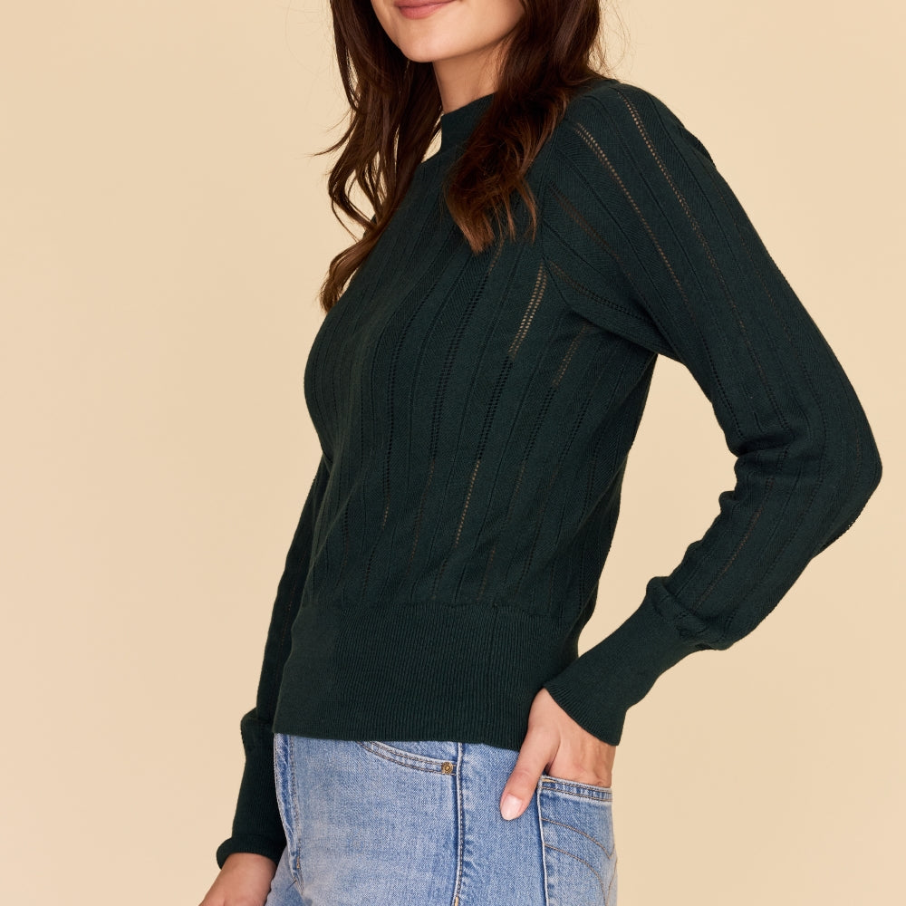 
                      
                        DEEP GREEN Cotton Cashmere Pointelle Knit Jumper
                      
                    