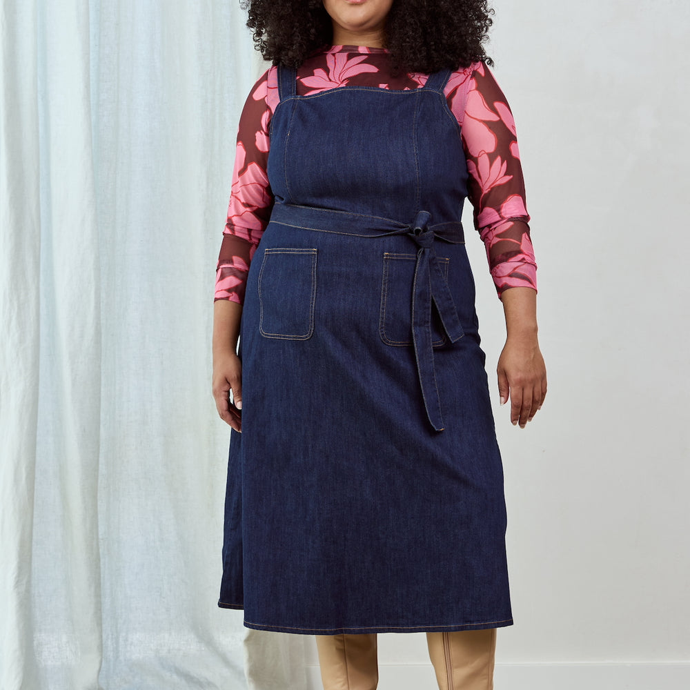 
                      
                        DENIM Belted Apron Dress
                      
                    
