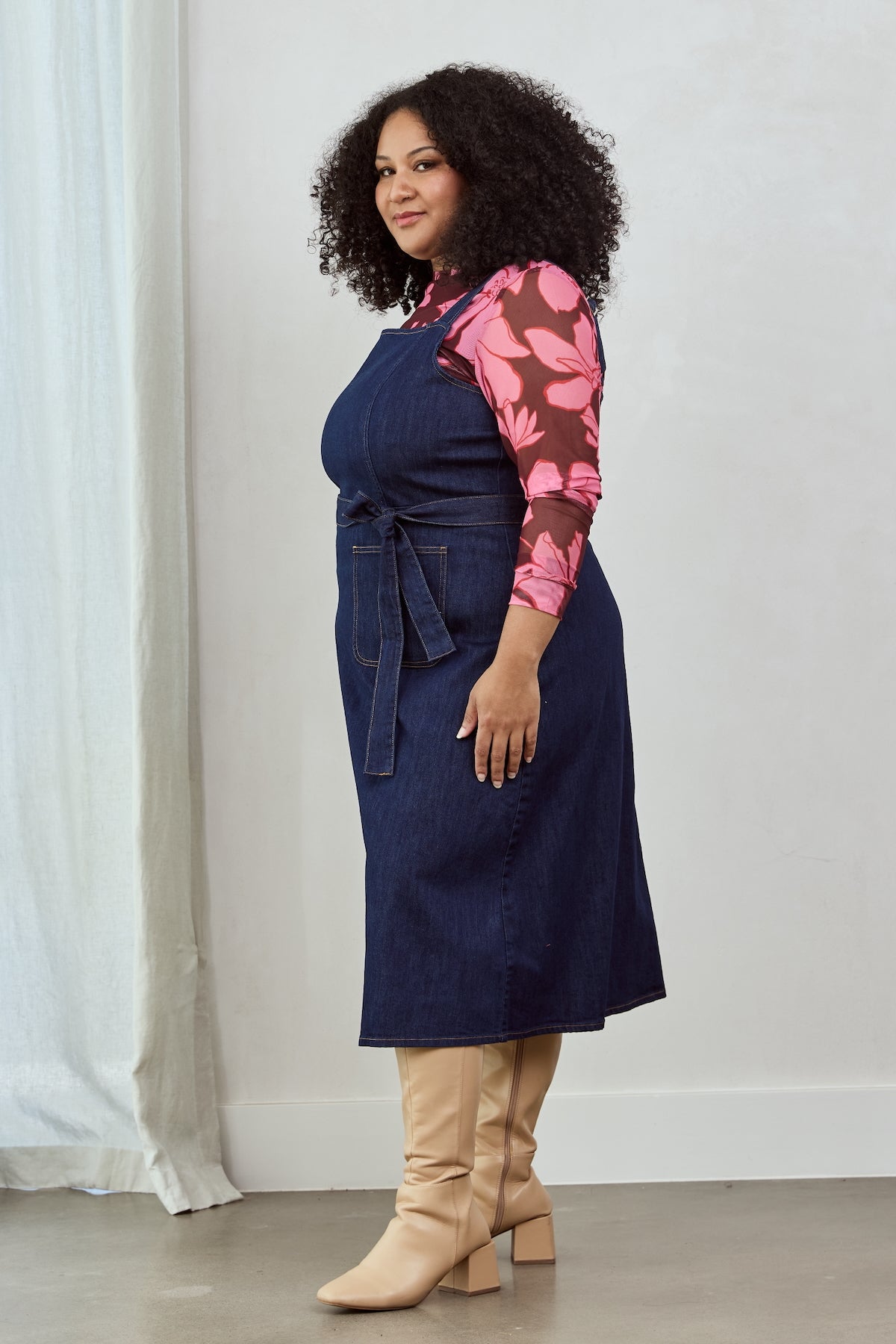 DENIM Belted Apron Dress