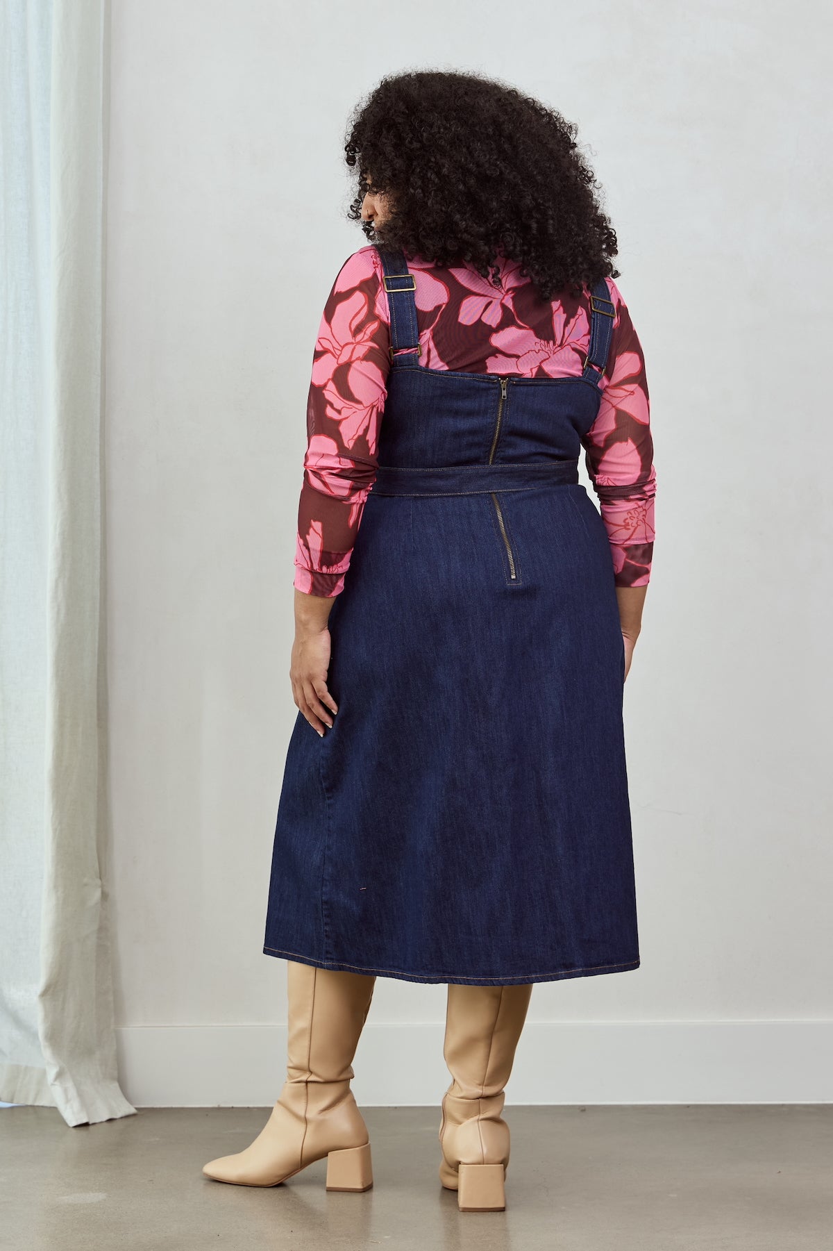 DENIM Belted Apron Dress