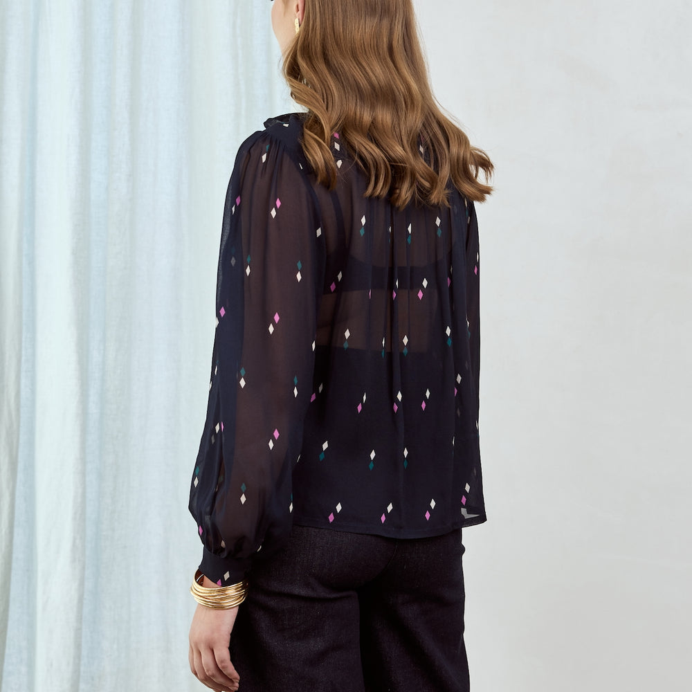 
                      
                        DIAMOND POLKA Tie Neck Blouse
                      
                    