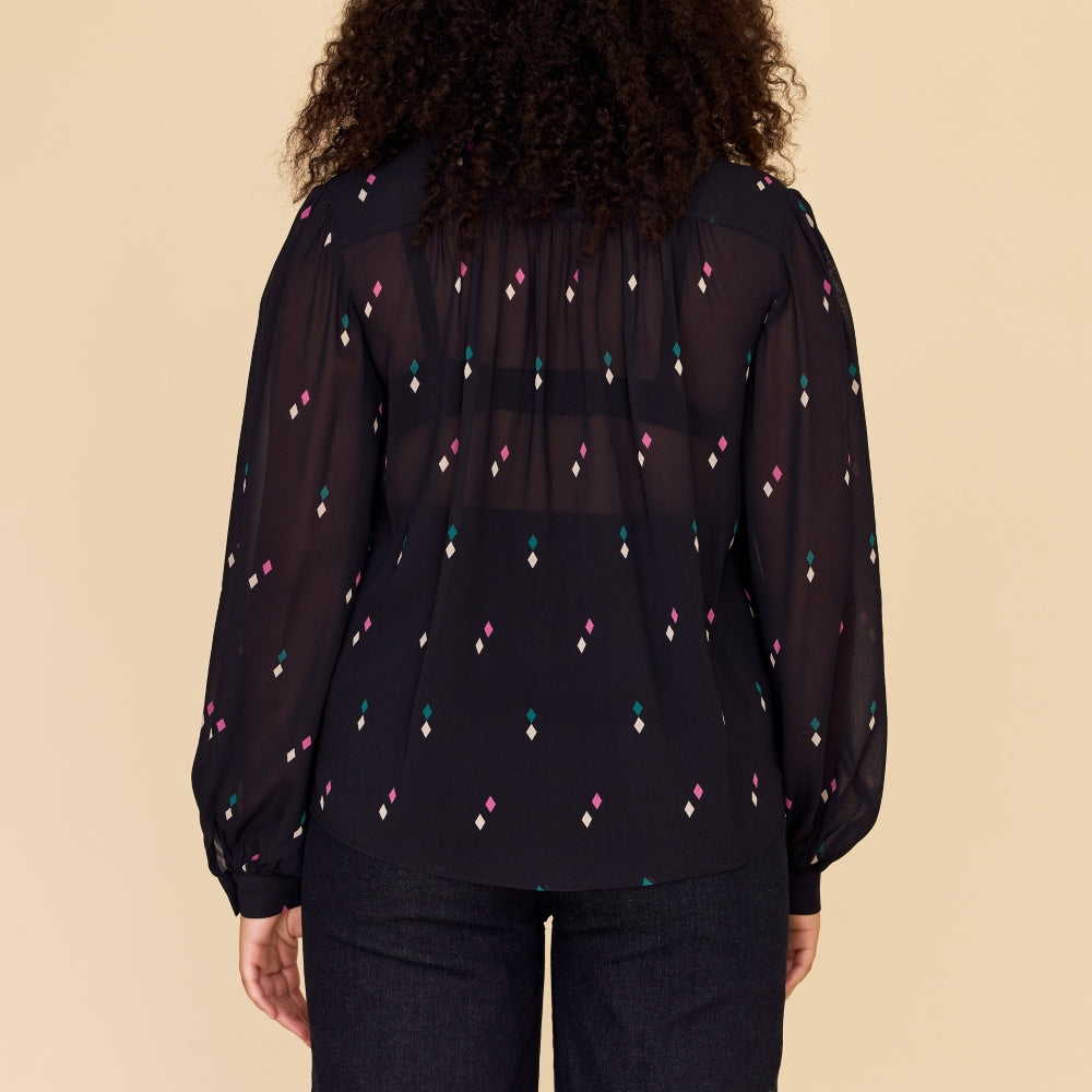 
                      
                        DIAMOND POLKA Tie Neck Blouse
                      
                    