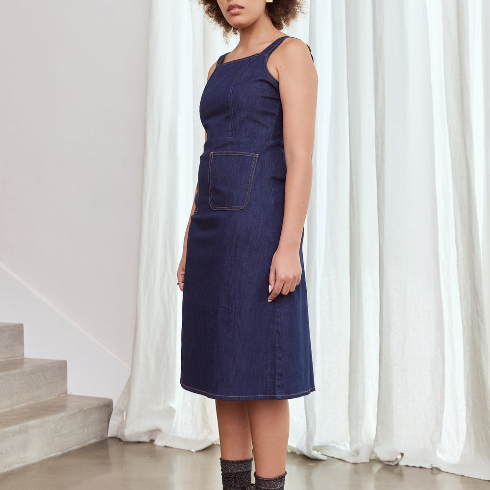 
                      
                        DENIM Belted Apron Dress
                      
                    
