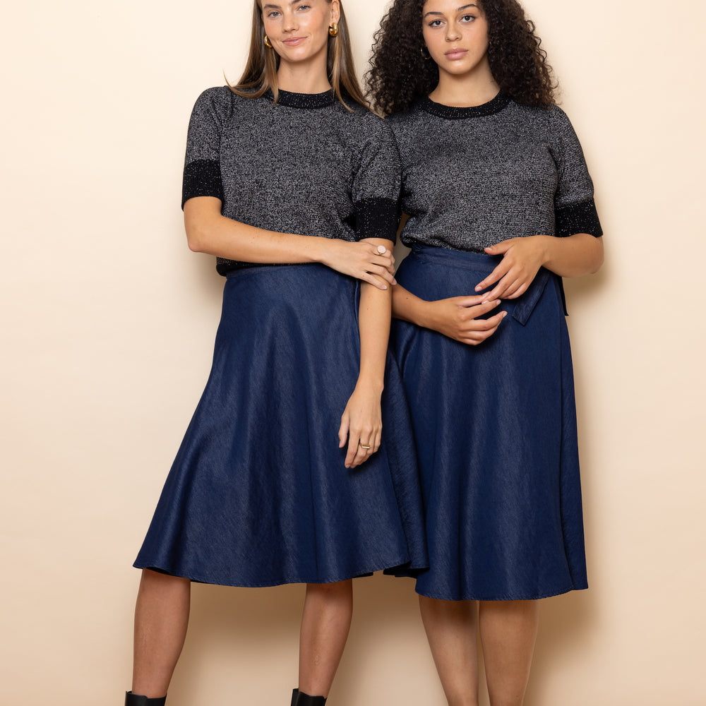 DENIM CHAMBRAY Wrap Skirt