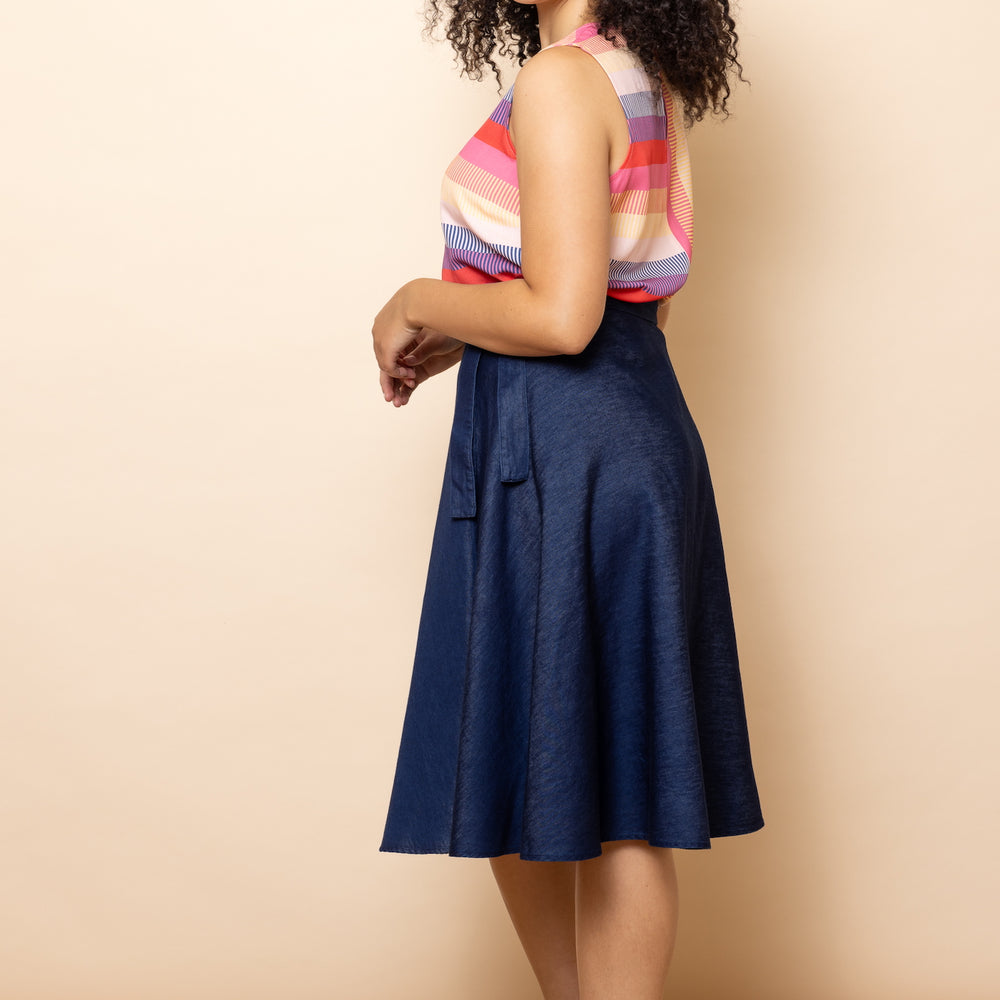 
                      
                        DENIM CHAMBRAY Wrap Skirt
                      
                    