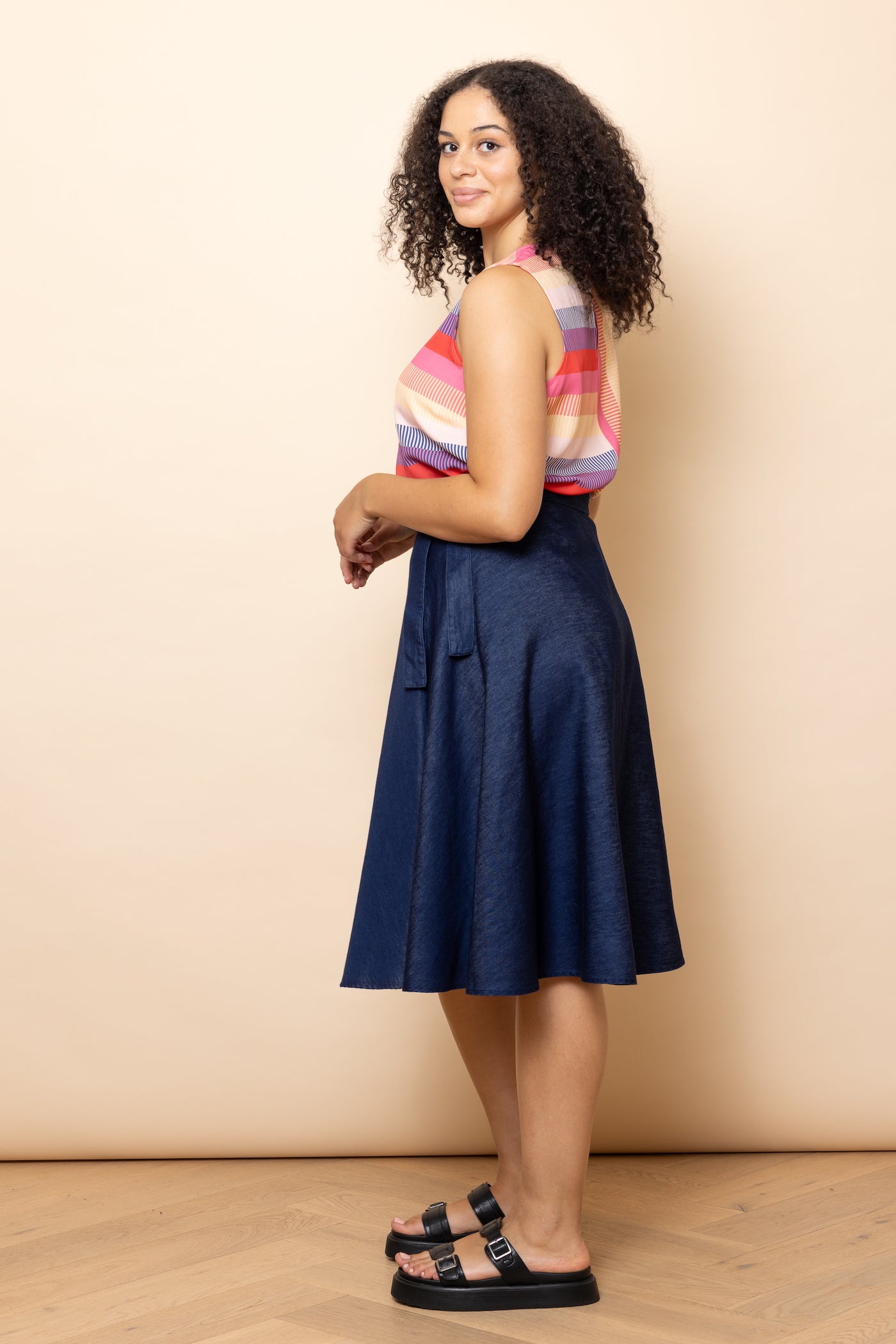 DENIM CHAMBRAY Wrap Skirt