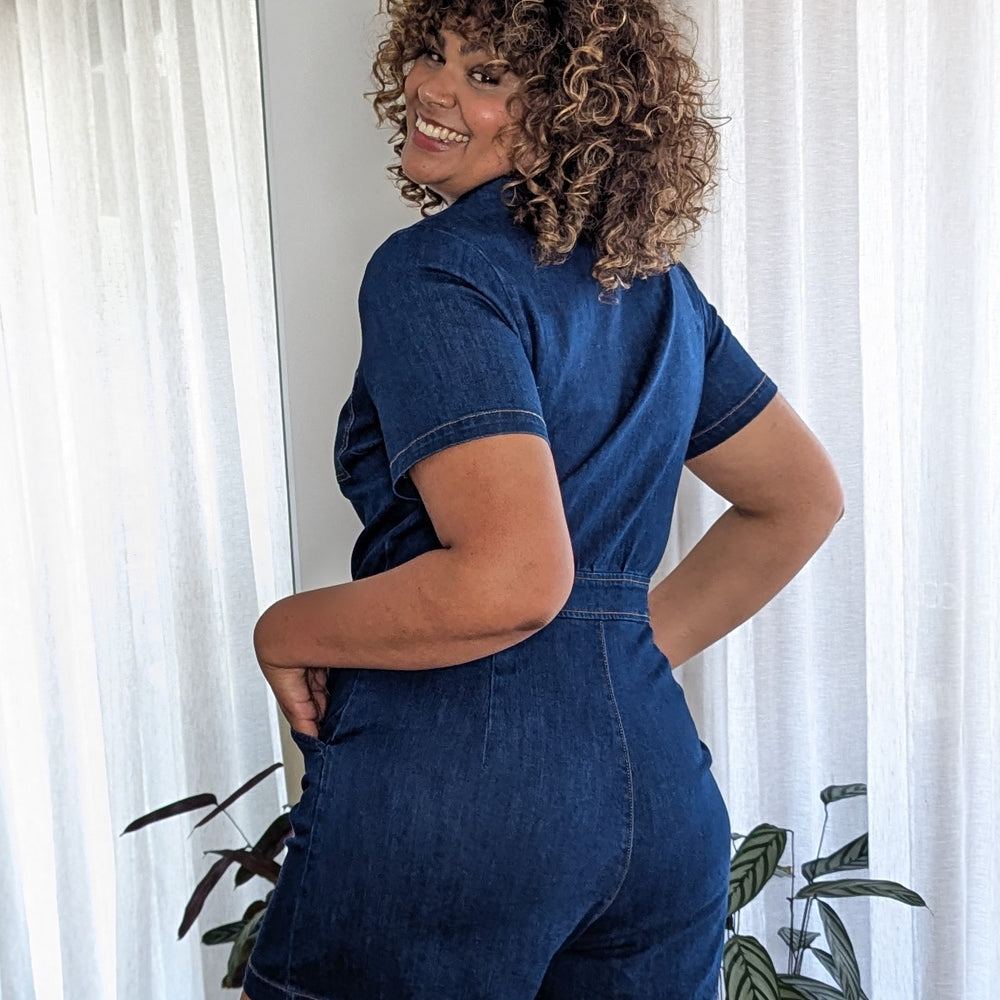 
                      
                        Blue Denim Short Zip Up Jumpsuit Playsuit Boilersuit
                      
                    