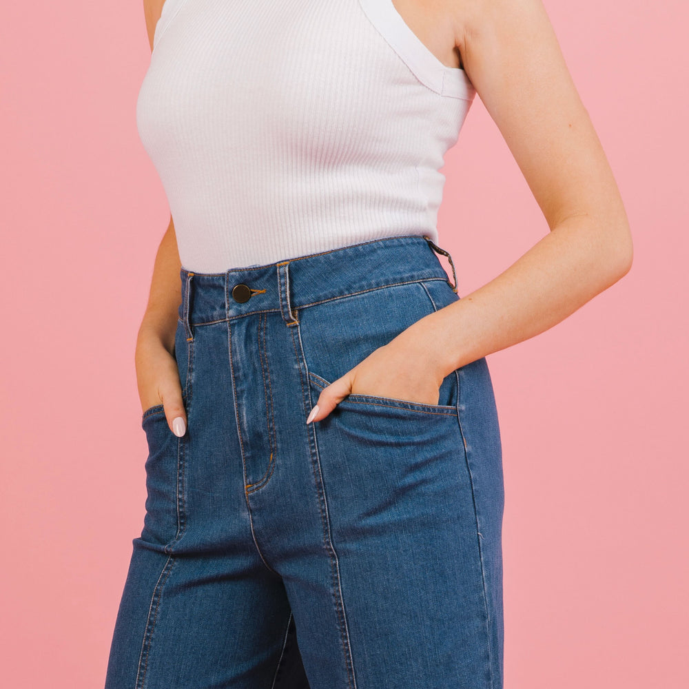 
                      
                        High Waisted Denim Pants (Vintage Wash)
                      
                    