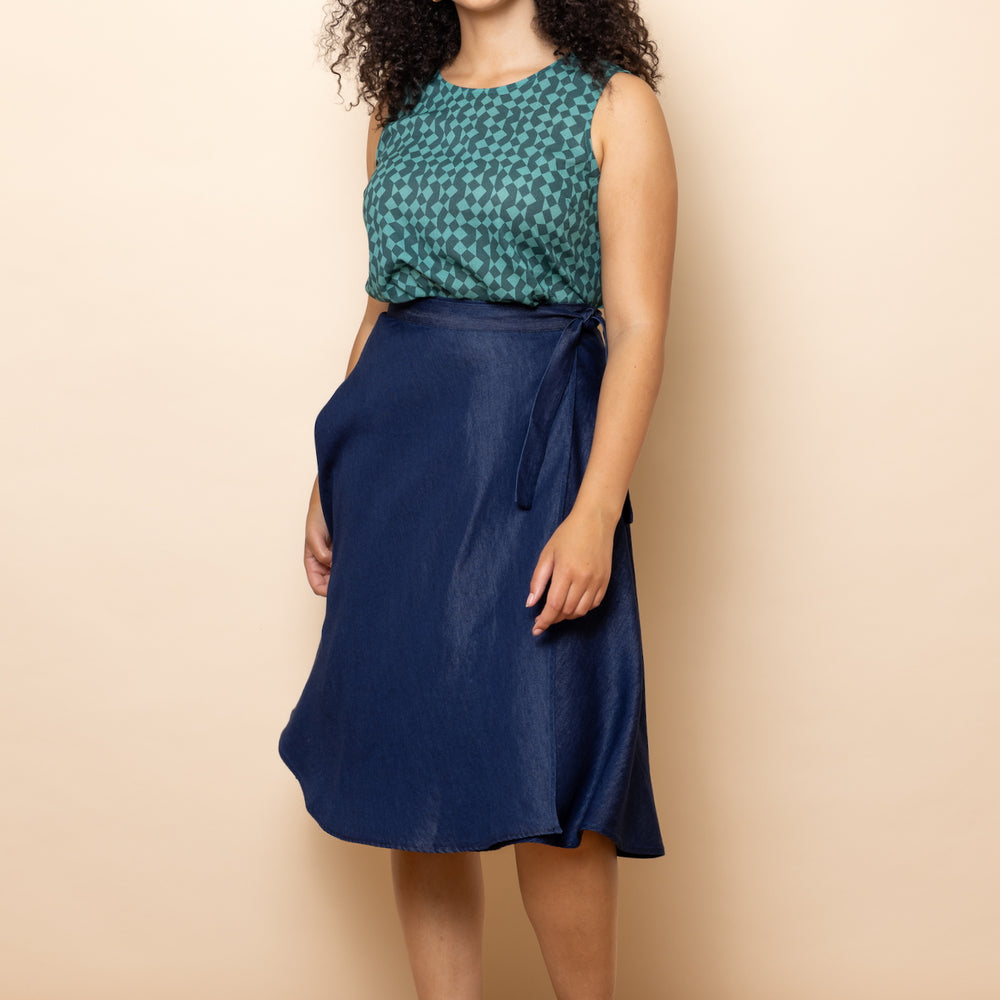 
                      
                        DENIM CHAMBRAY Wrap Skirt
                      
                    