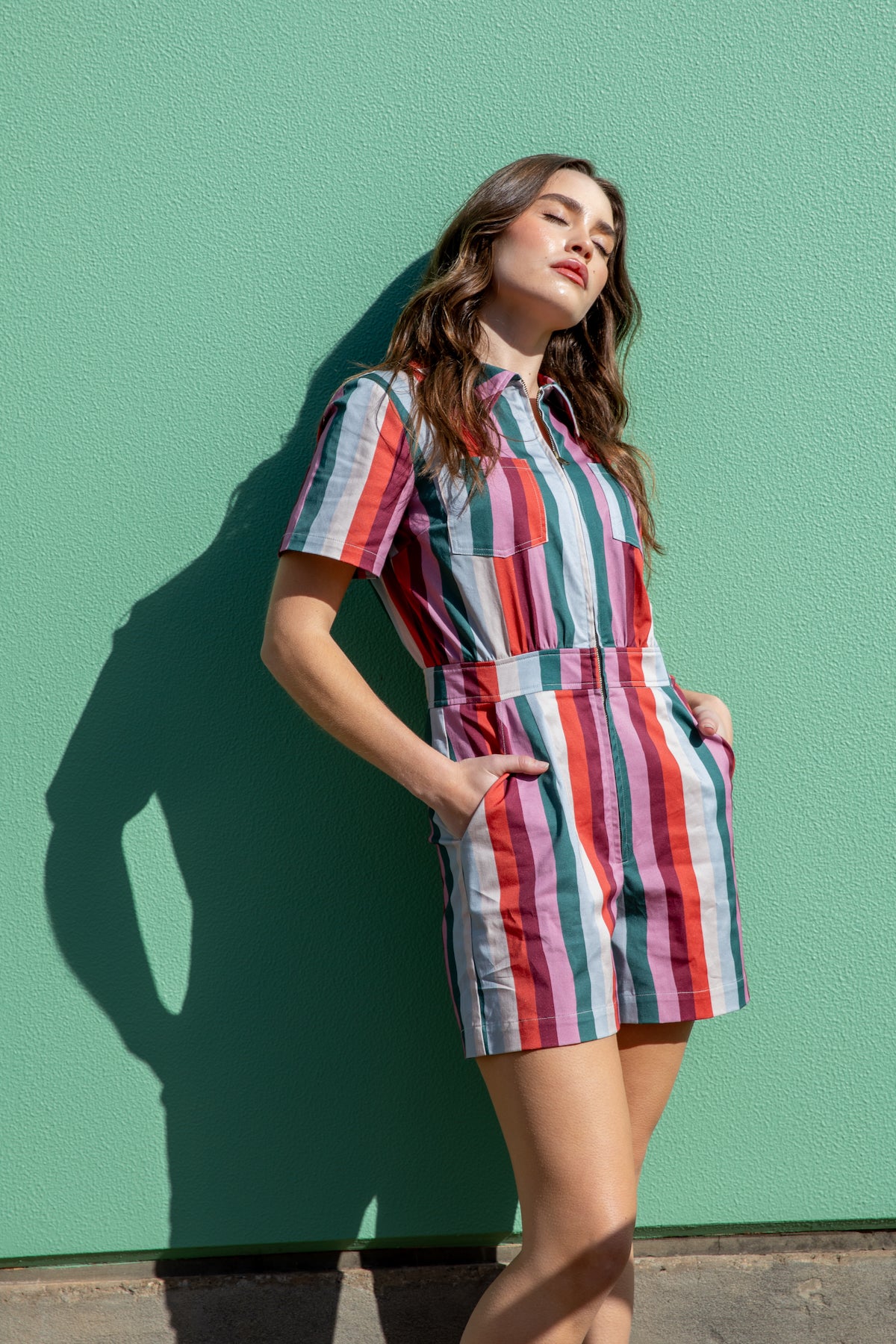 Holiday Stripe Short Playsuit Jumpsuit