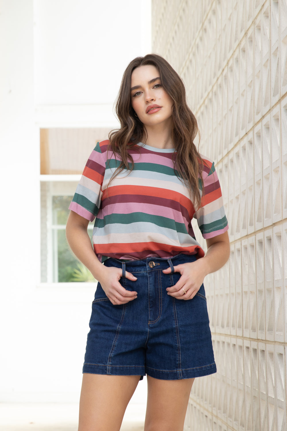 Holiday Stripe Relaxed Fit Tee