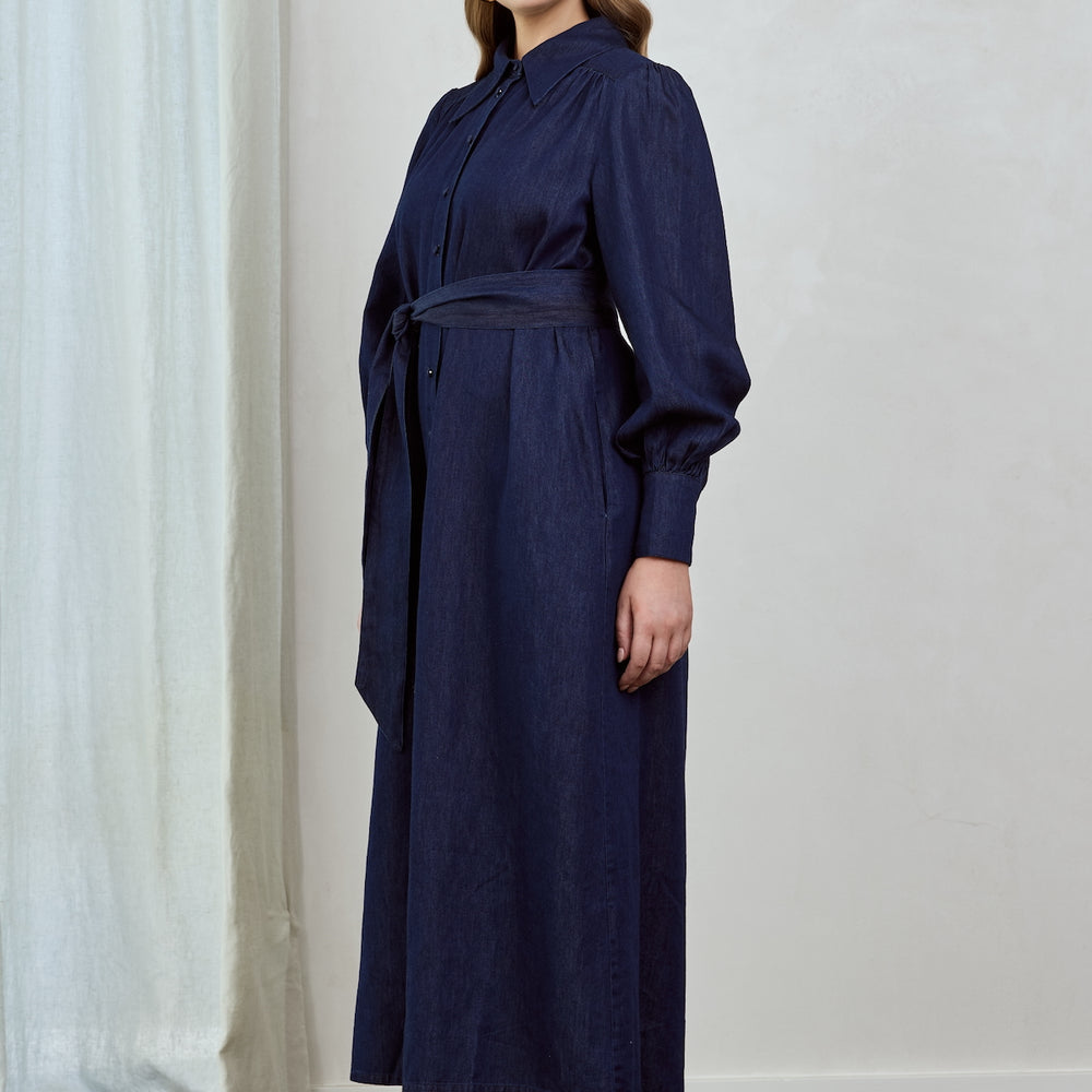 
                      
                        INDIGO CHAMBRAY Midi Shirt Dress
                      
                    