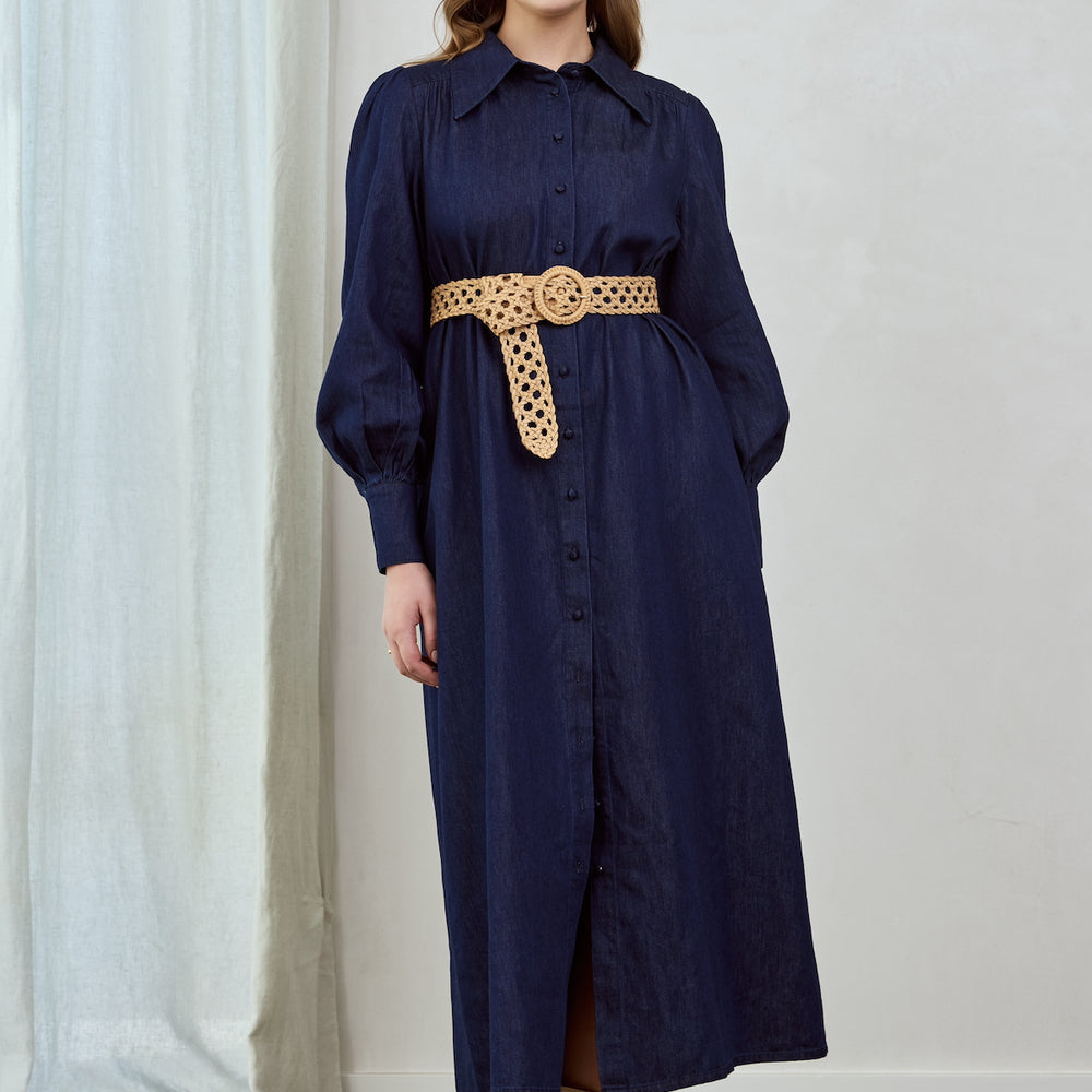 
                      
                        INDIGO CHAMBRAY Midi Shirt Dress
                      
                    