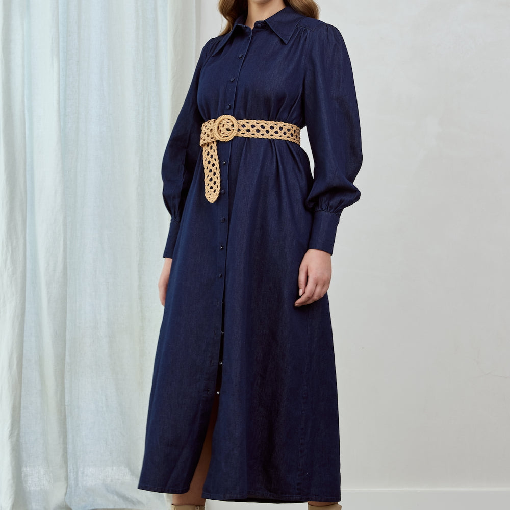 
                      
                        INDIGO CHAMBRAY Midi Shirt Dress
                      
                    