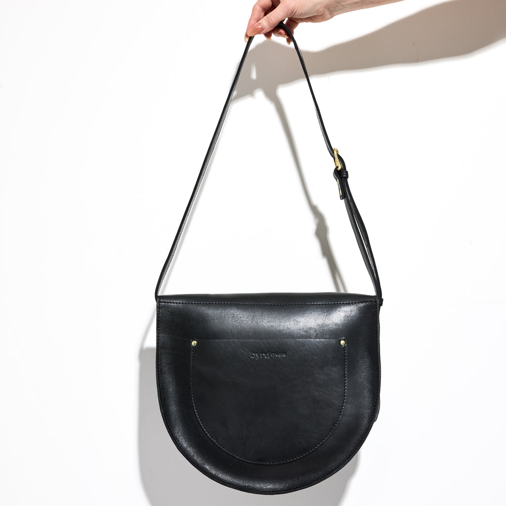 NEW MOON Saddle Bag by Byrd Studio - Licorice Black Leather