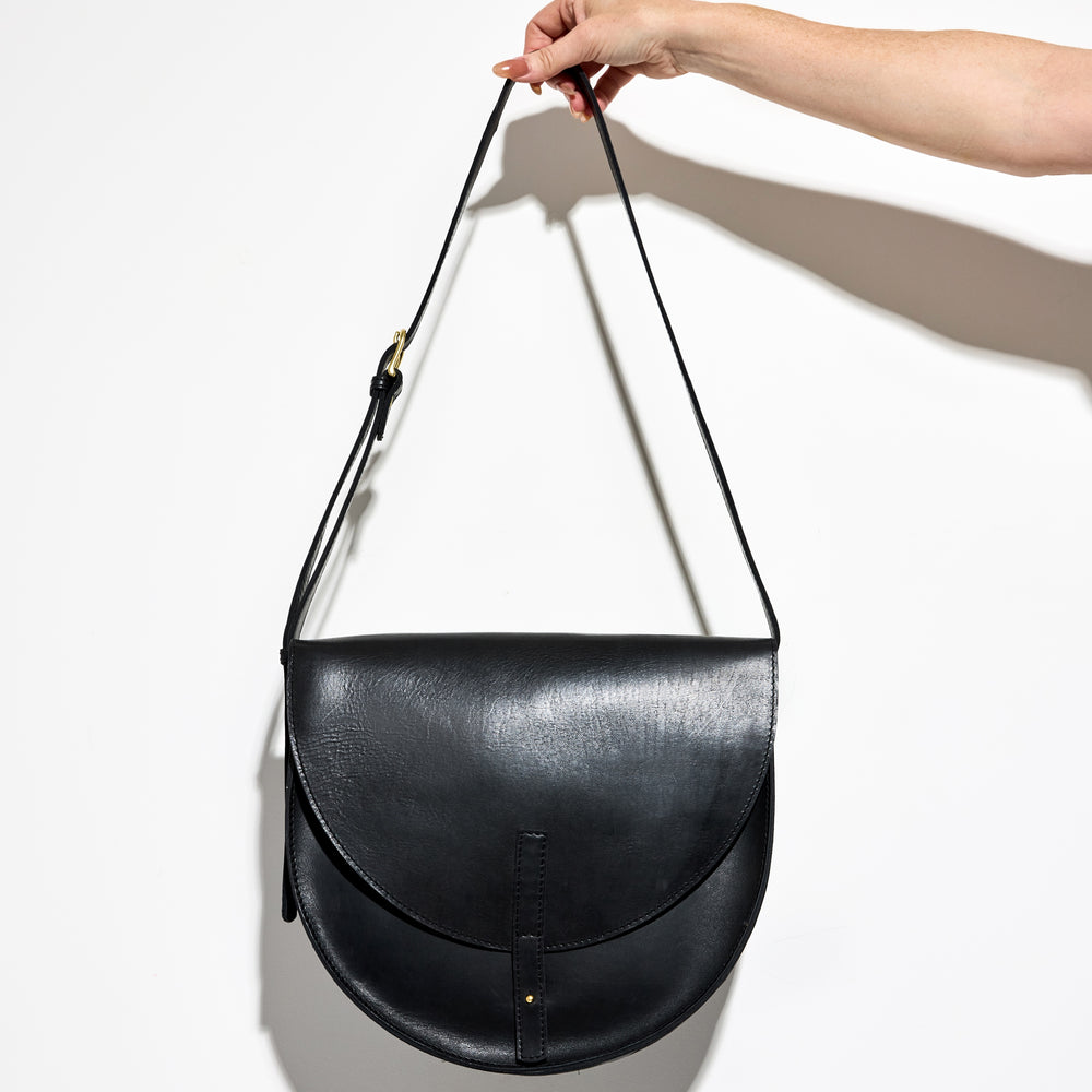 NEW MOON Saddle Bag by Byrd Studio - Licorice Black Leather