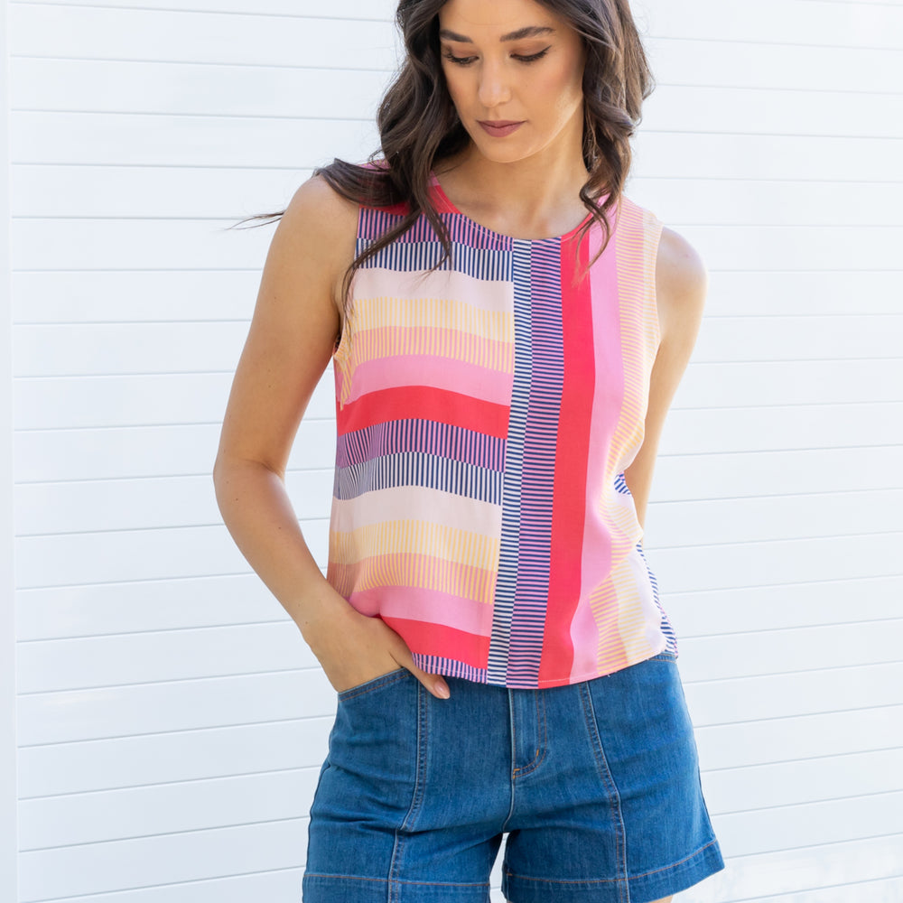 WHOLESALE - MIAMI STRIPE Sleeveless Top