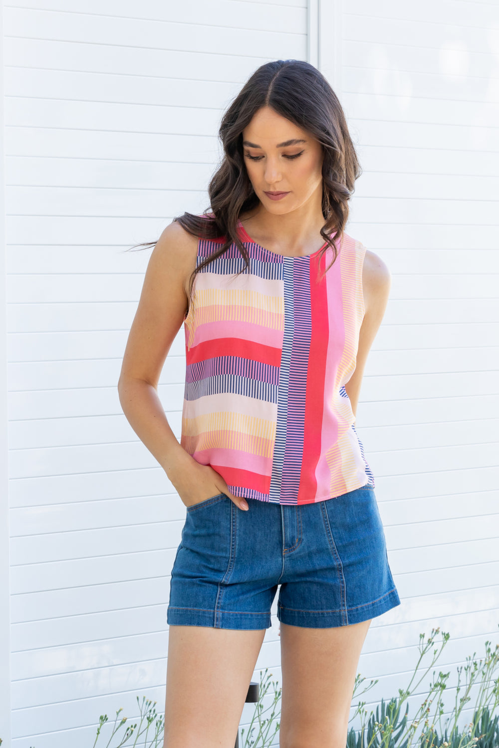 MIAMI STRIPE Sleeveless Top