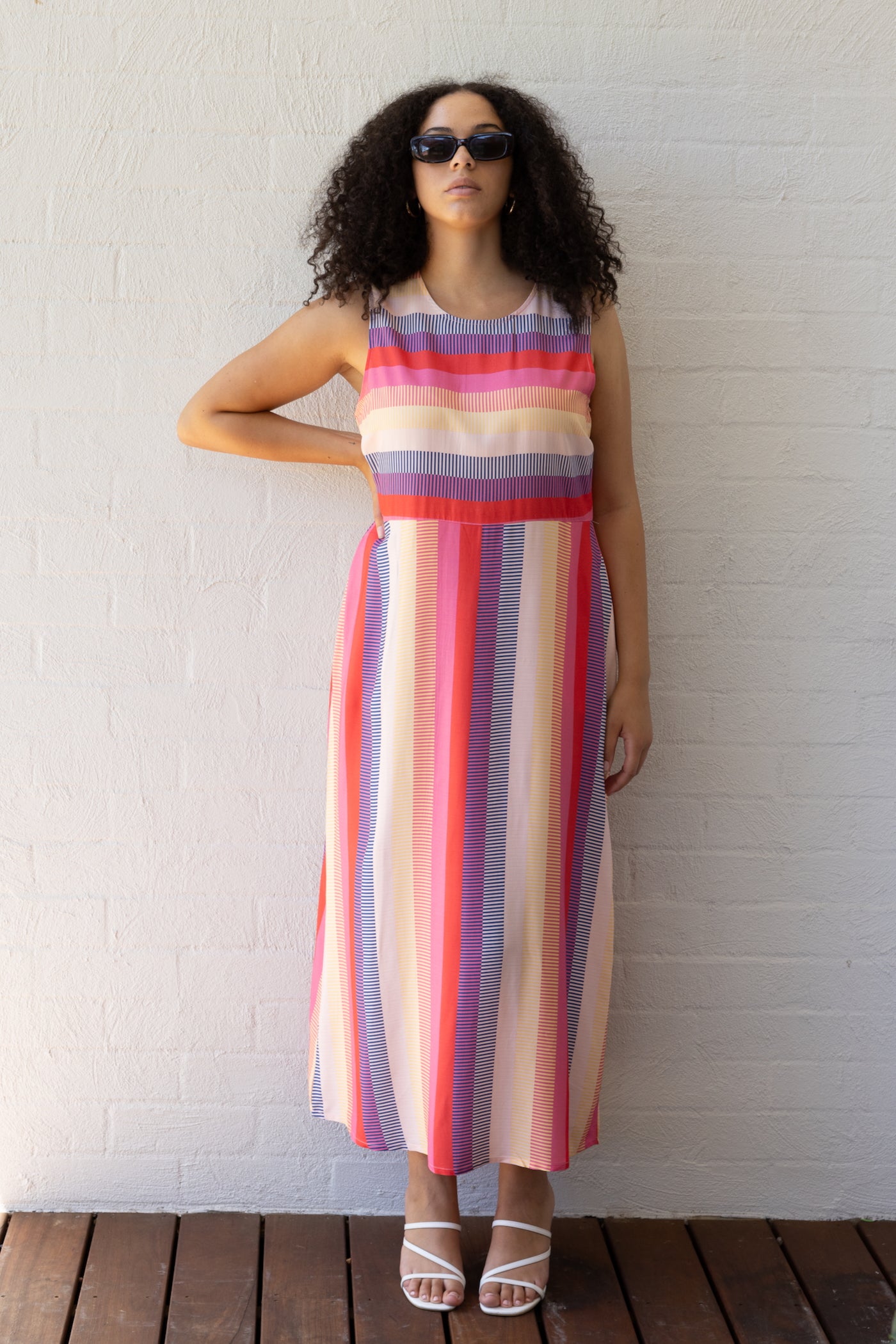 MIAMI STRIPE Sleeveless Shapeshifter Maxi Dress
