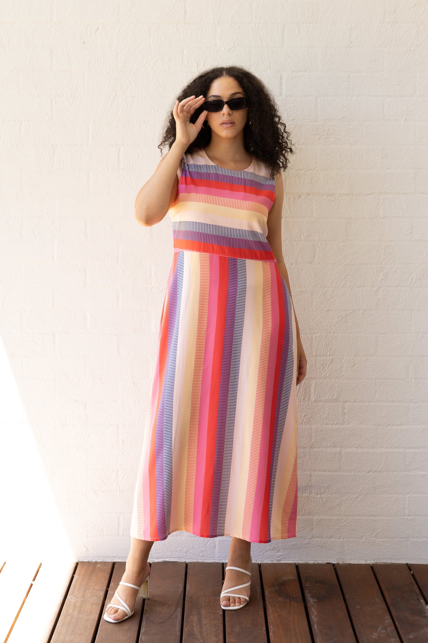MIAMI STRIPE Sleeveless Shapeshifter Maxi Dress