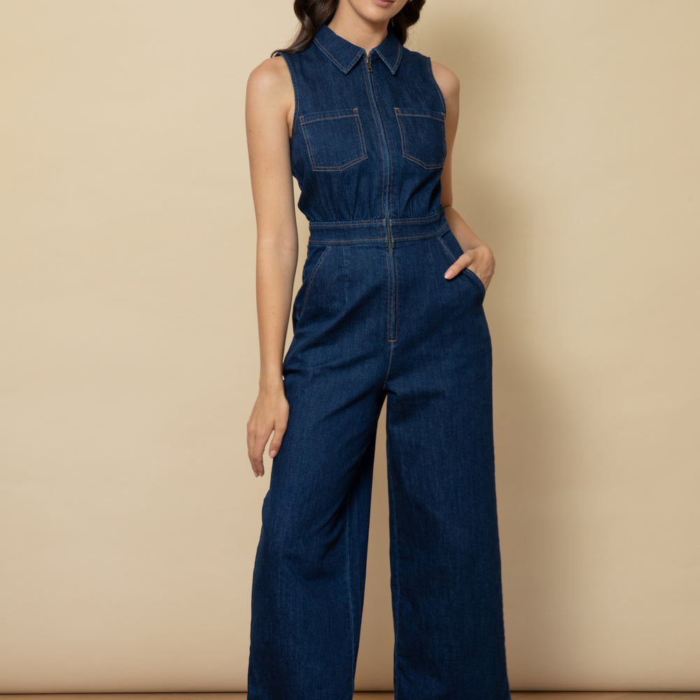 
                      
                        SLEEVELESS Denim Freestyler Jumpsuit
                      
                    