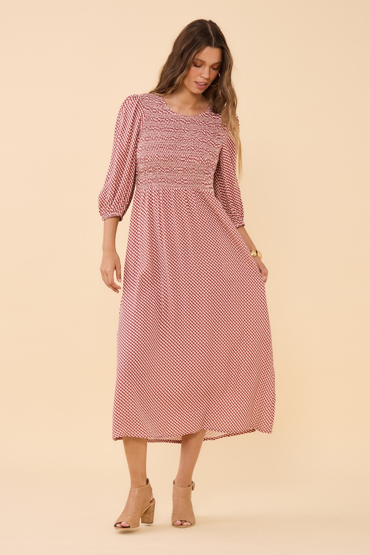 Woman wearing Tessellated Shirr Thing Dress