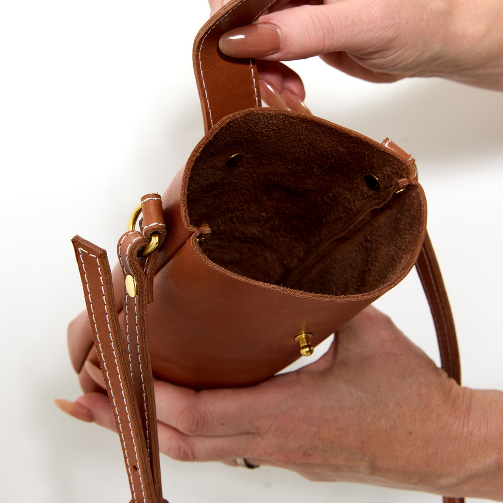 POPPIT 2 WAYS Pouch by Byrd Studio - Chestnut Brown Leather