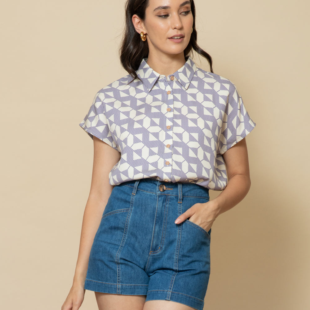 
                      
                        ZIG ZAG Capped Sleeve Shirt
                      
                    