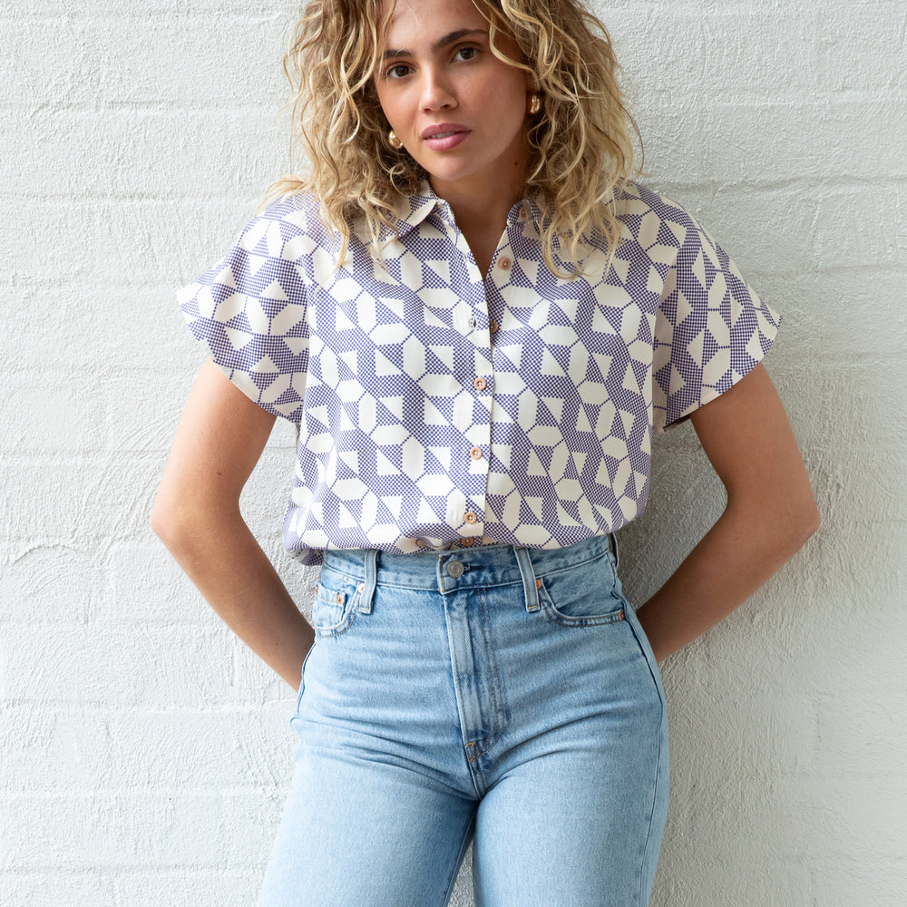 Zig Zag Printed Short Sleeve Shirt