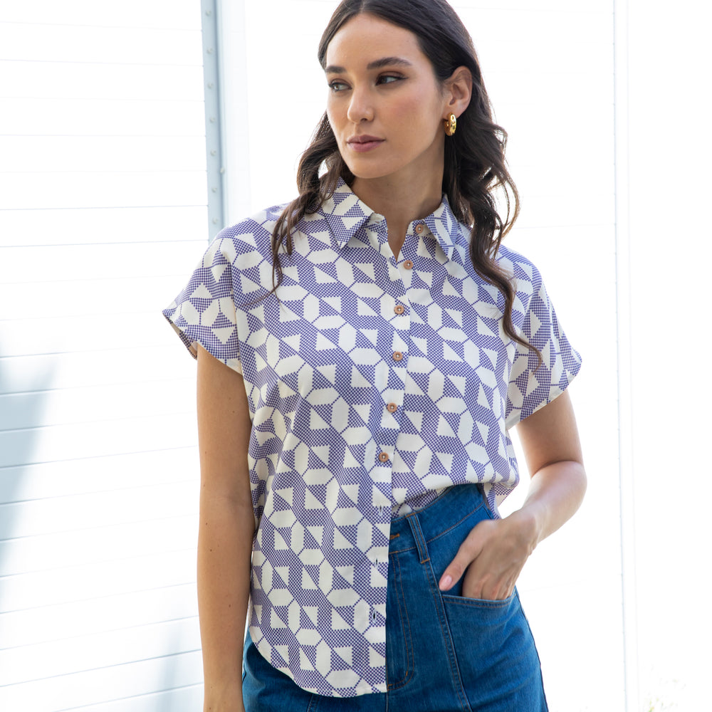 ZIG ZAG Capped Sleeve Shirt