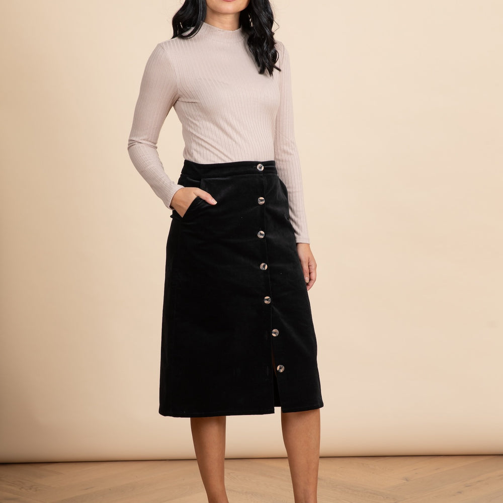 
                      
                        Velvet Midi Pocket Skirt
                      
                    