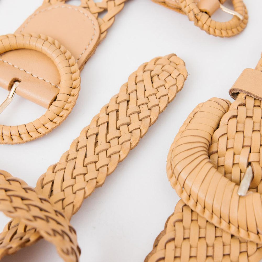 
                      
                        WEAVE NICKS Beige Leather Belt
                      
                    