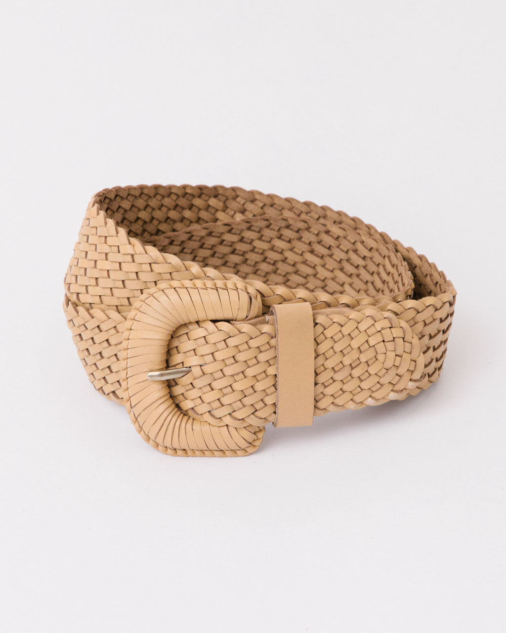 Woven beige leather vintage style belt