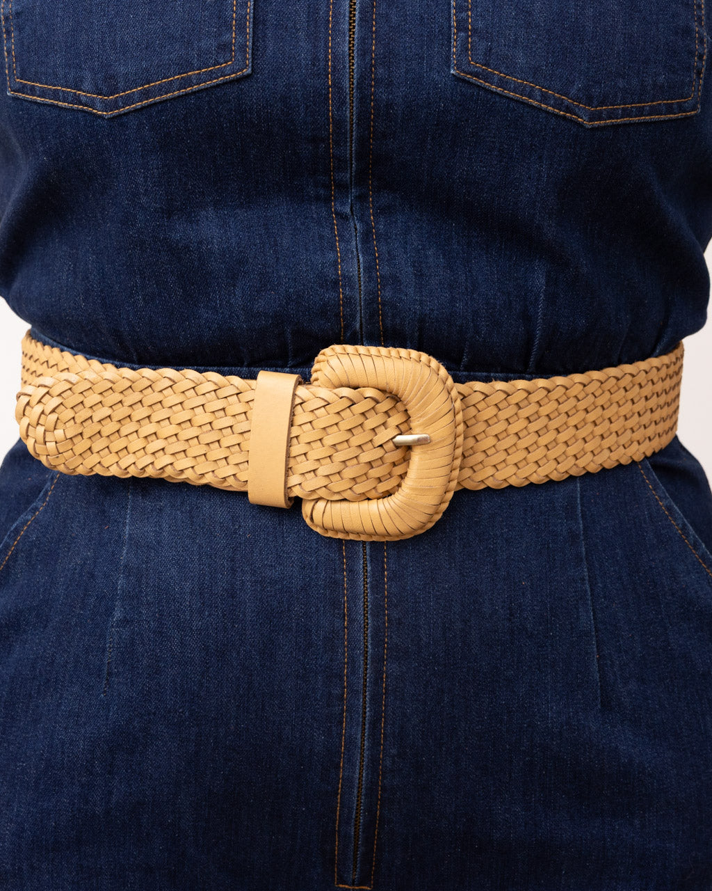 WEAVE MCQUEEN Beige Leather Belt