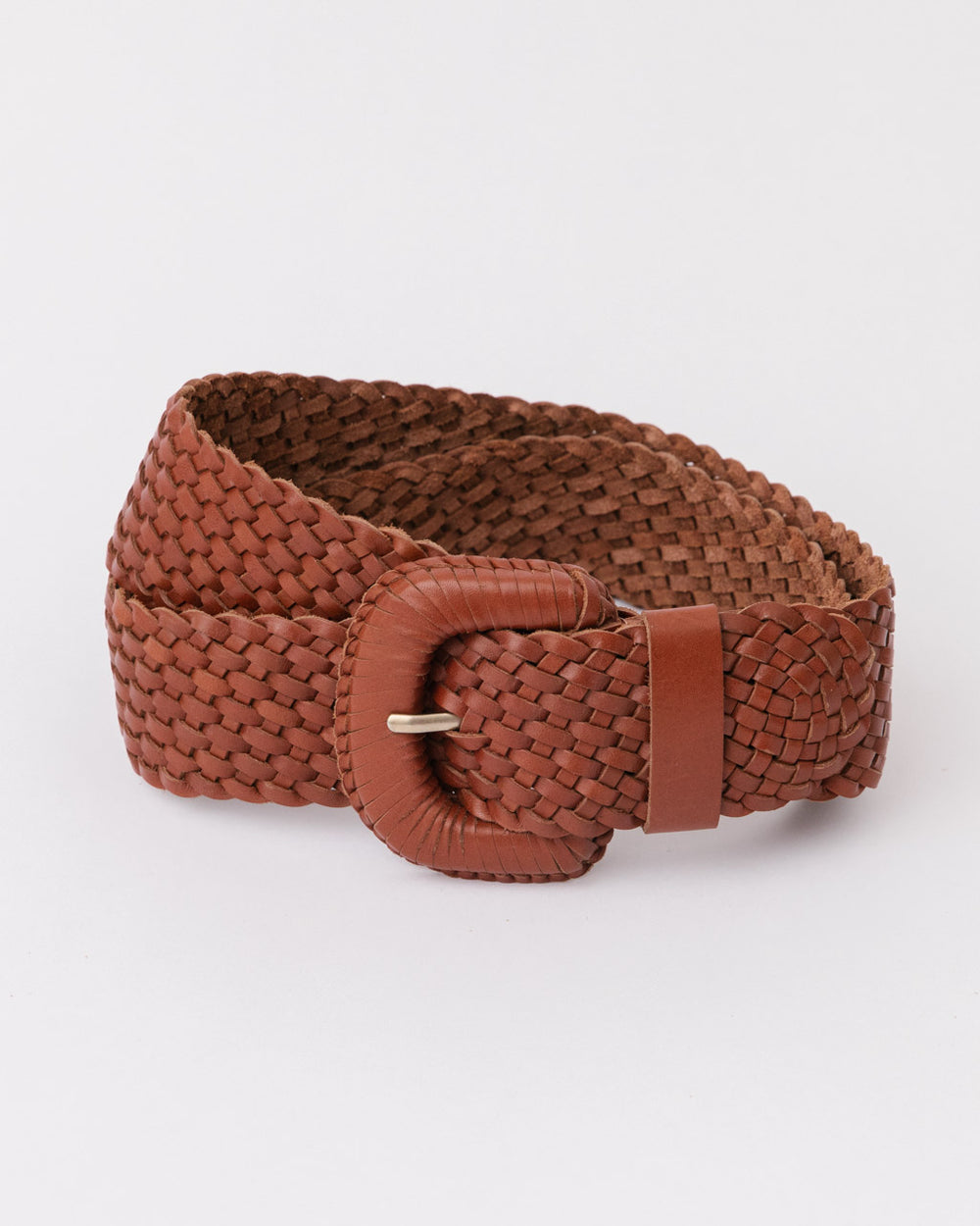 tan leather vintage style woven belt