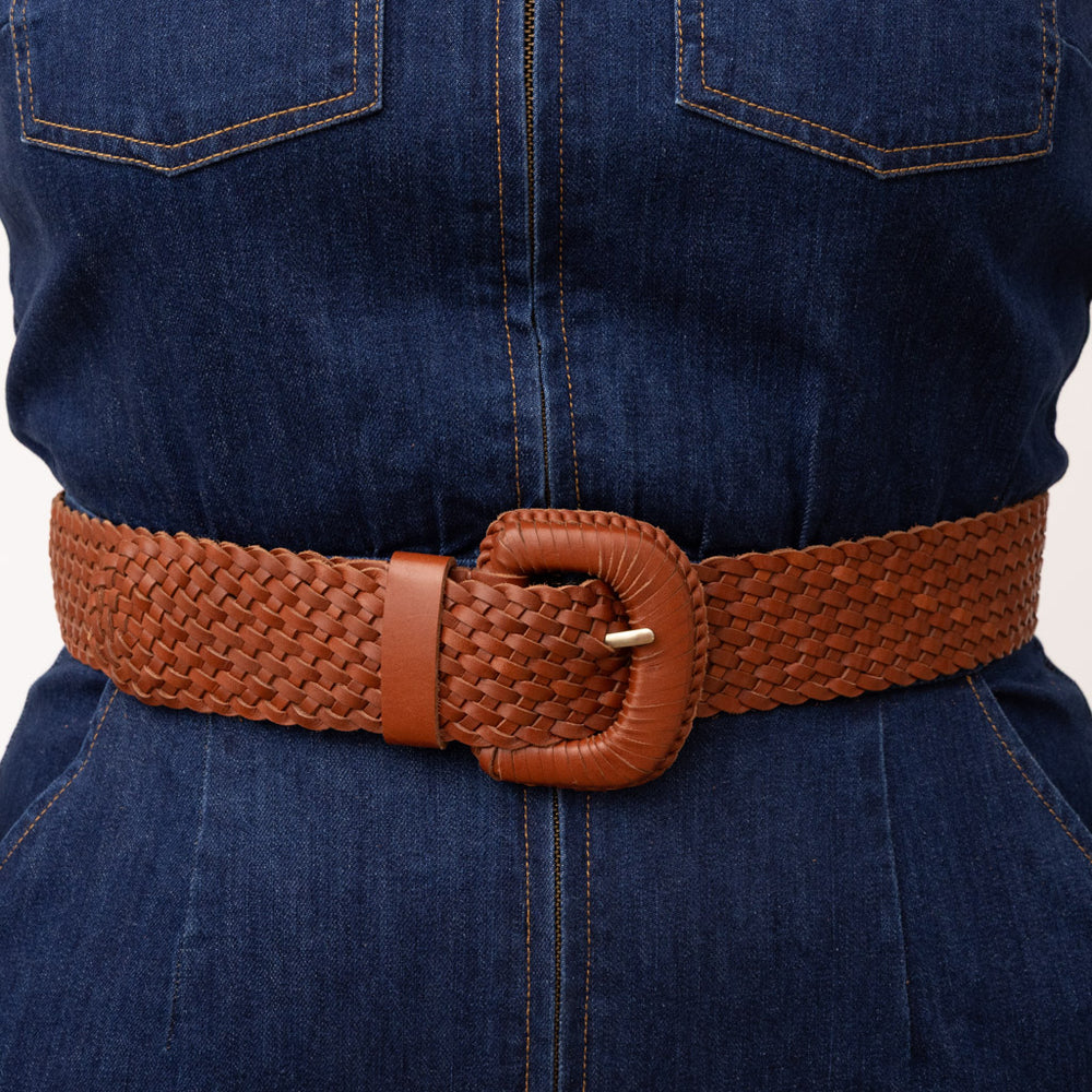 WEAVE MCQUEEN Tan Leather Belt